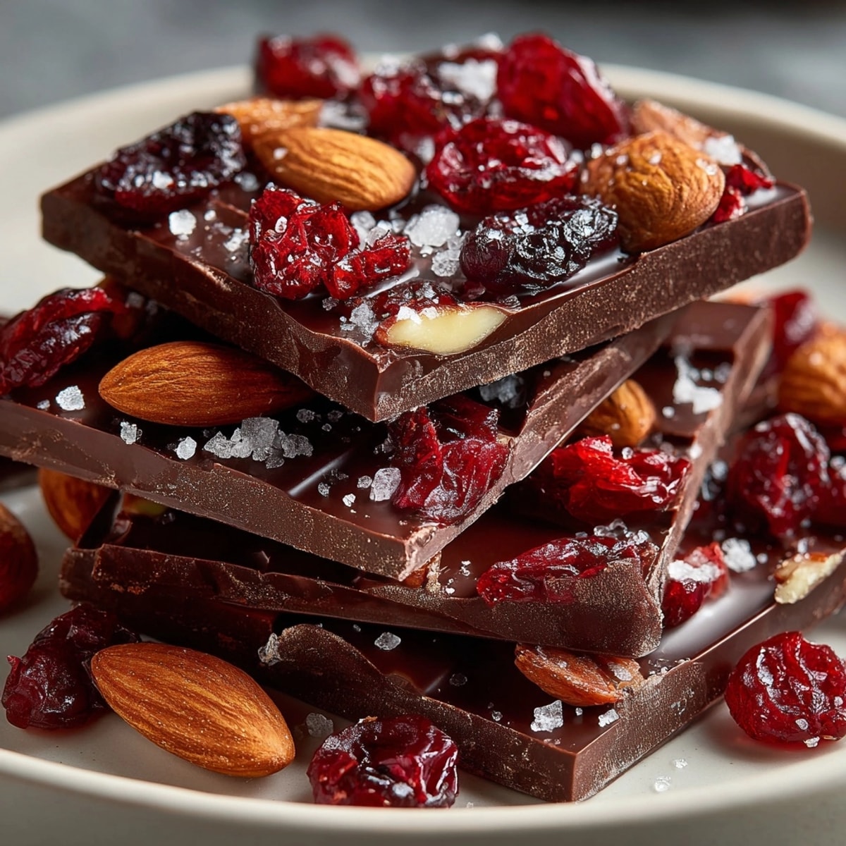 Ghost Pepper Chocolate Bark: Deep, dark chocolate studded with colorful cranberries, nuts, and fiery spice.