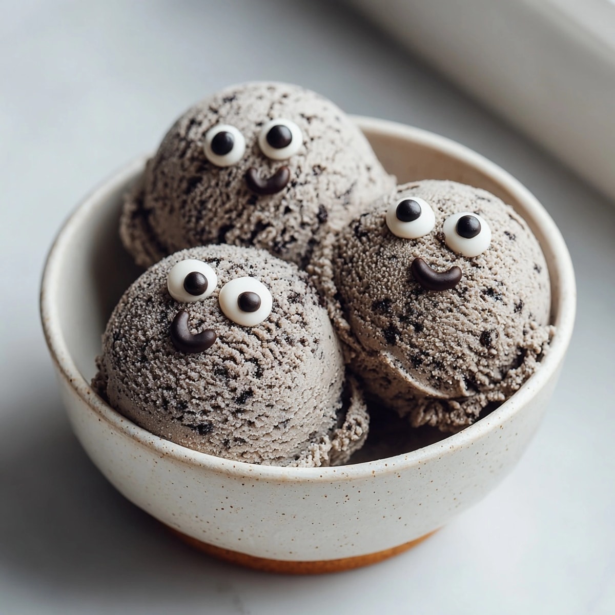 Scoops of homemade Black Sesame Ice Cream recipe, a cool, creamy, nutty dessert.