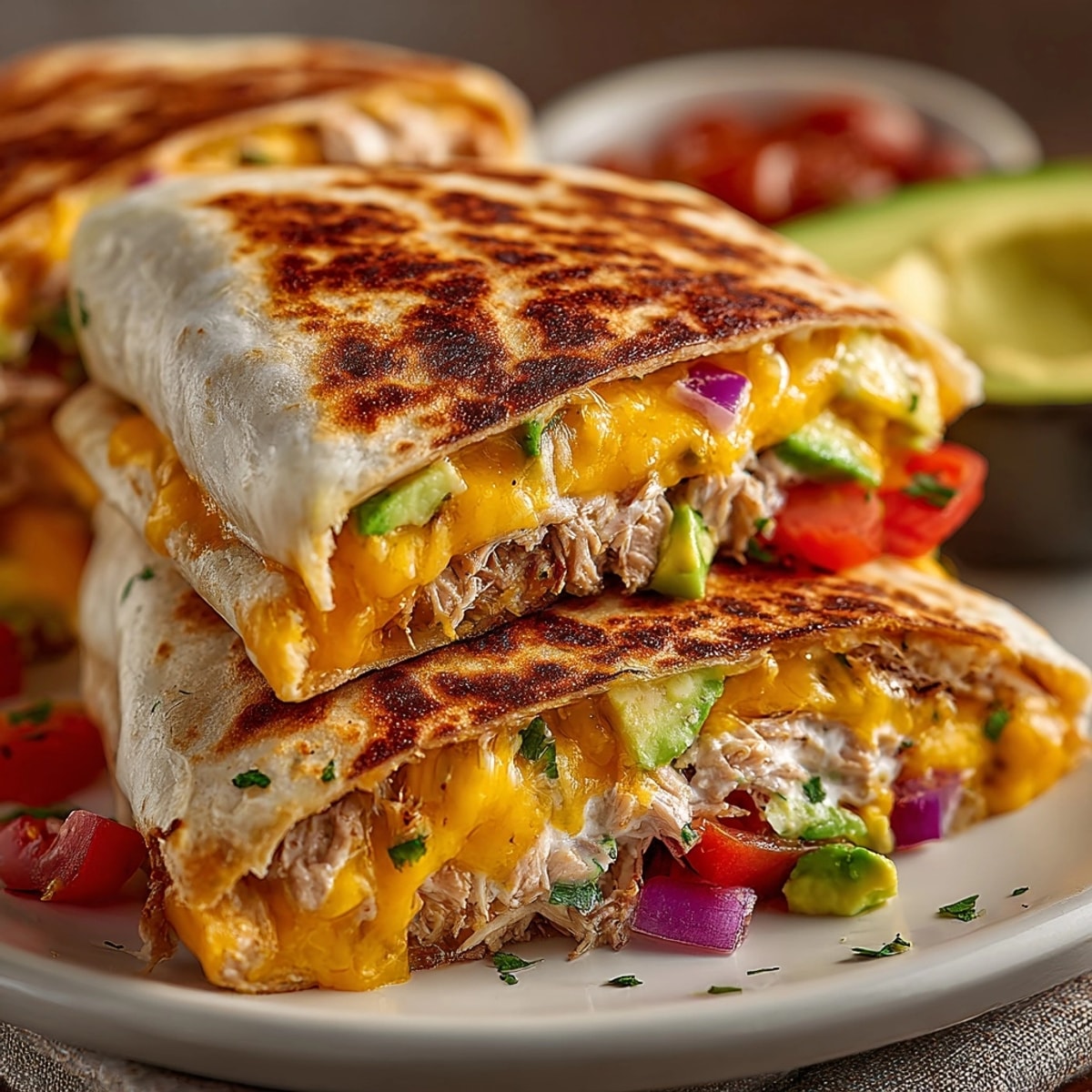 Easy TikTok Tuna Melt Wrap recipe: Tuna salad, cheese, and tomato in grilled tortilla.