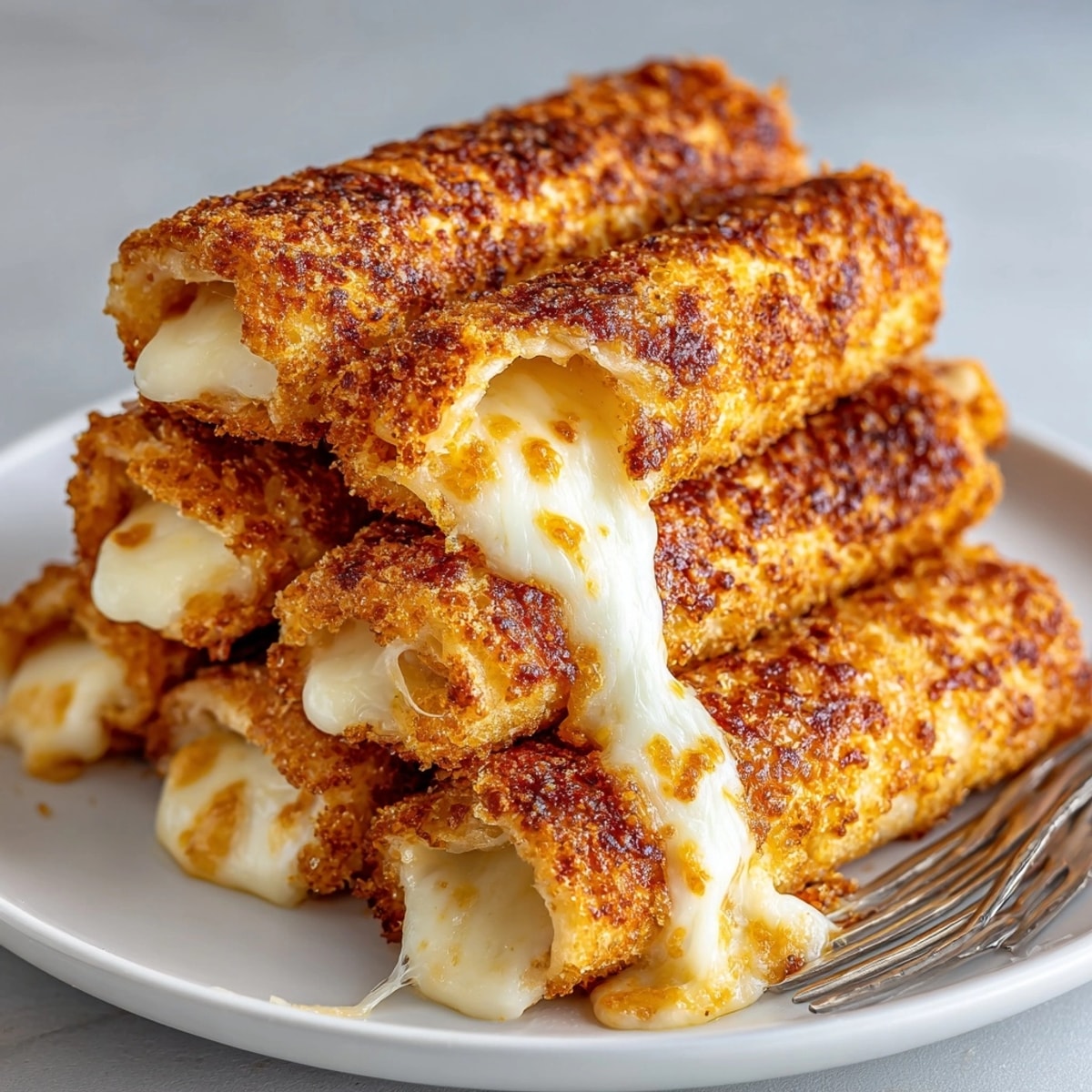 Golden TikTok Grilled Cheese Roll-Ups sizzle in melted butter, promising cheesy bliss.