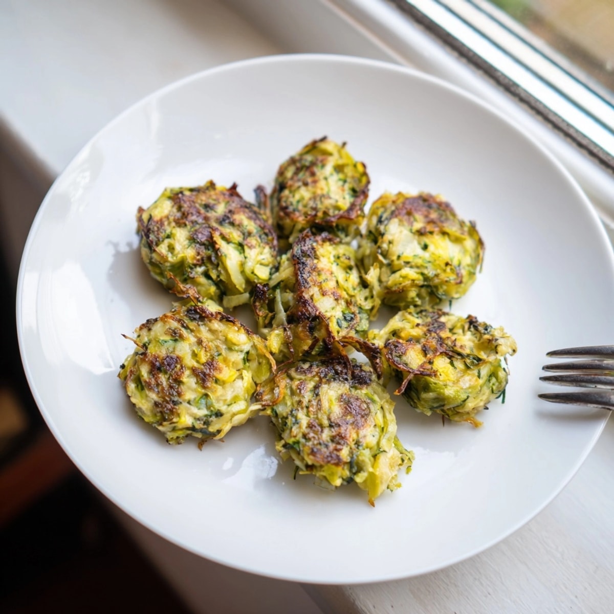 Golden Sautéed Brussels Sprout Tots sizzle in a skillet, ready for dipping and sharing.