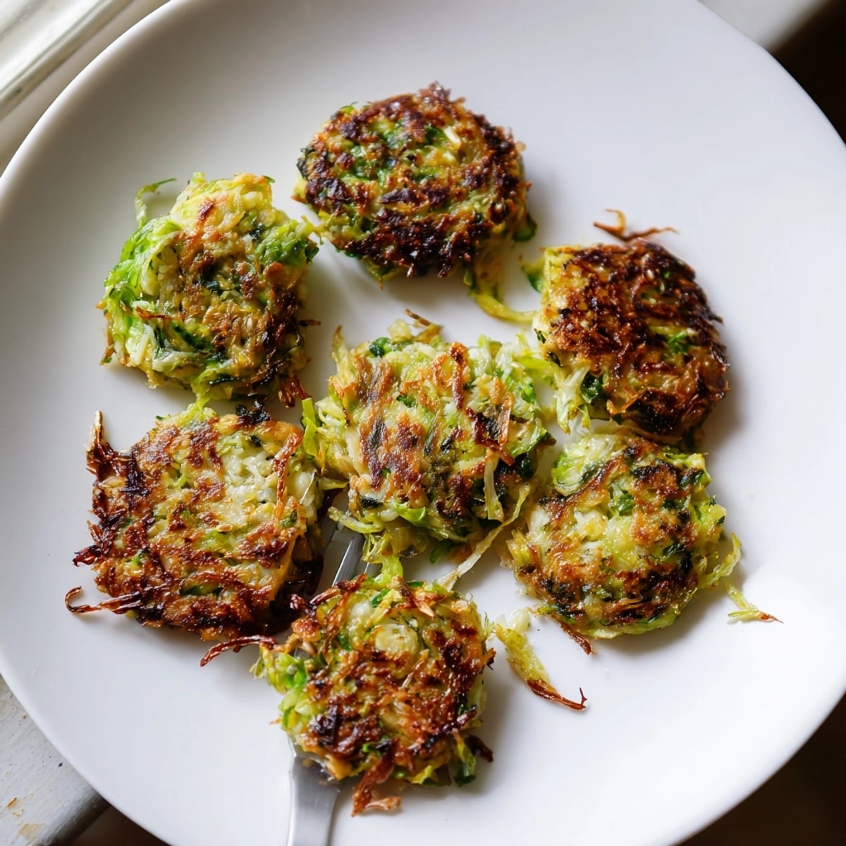 Homemade Sautéed Brussels Sprout Tots, a comforting and crispy snack, cooked until deeply golden.