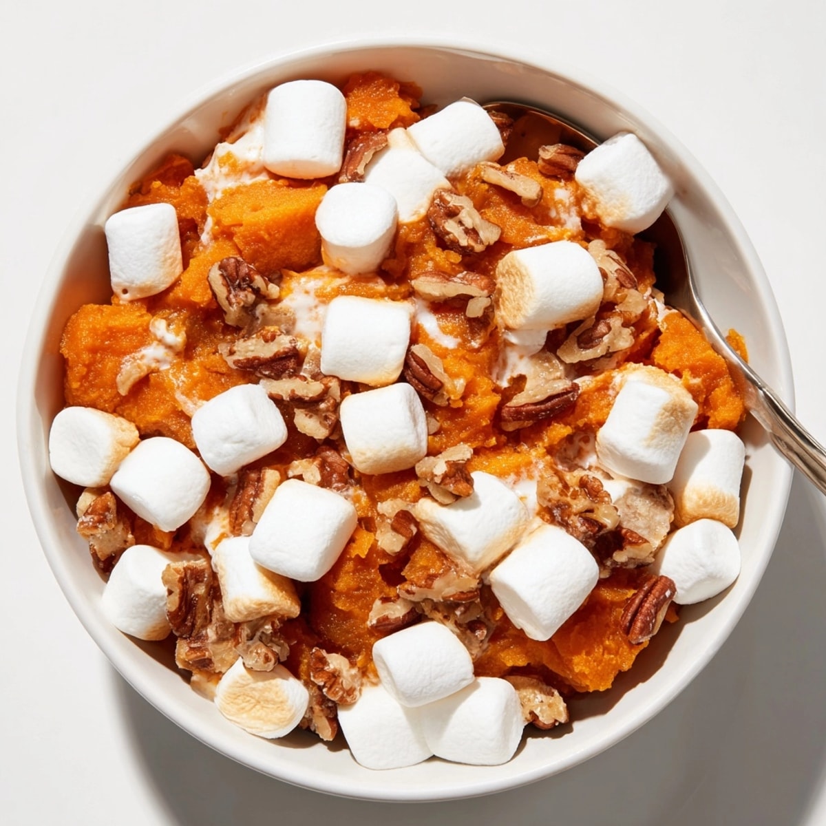 Golden brown Marshmallow Pecan Yams baked until bubbly, a comforting holiday side dish.