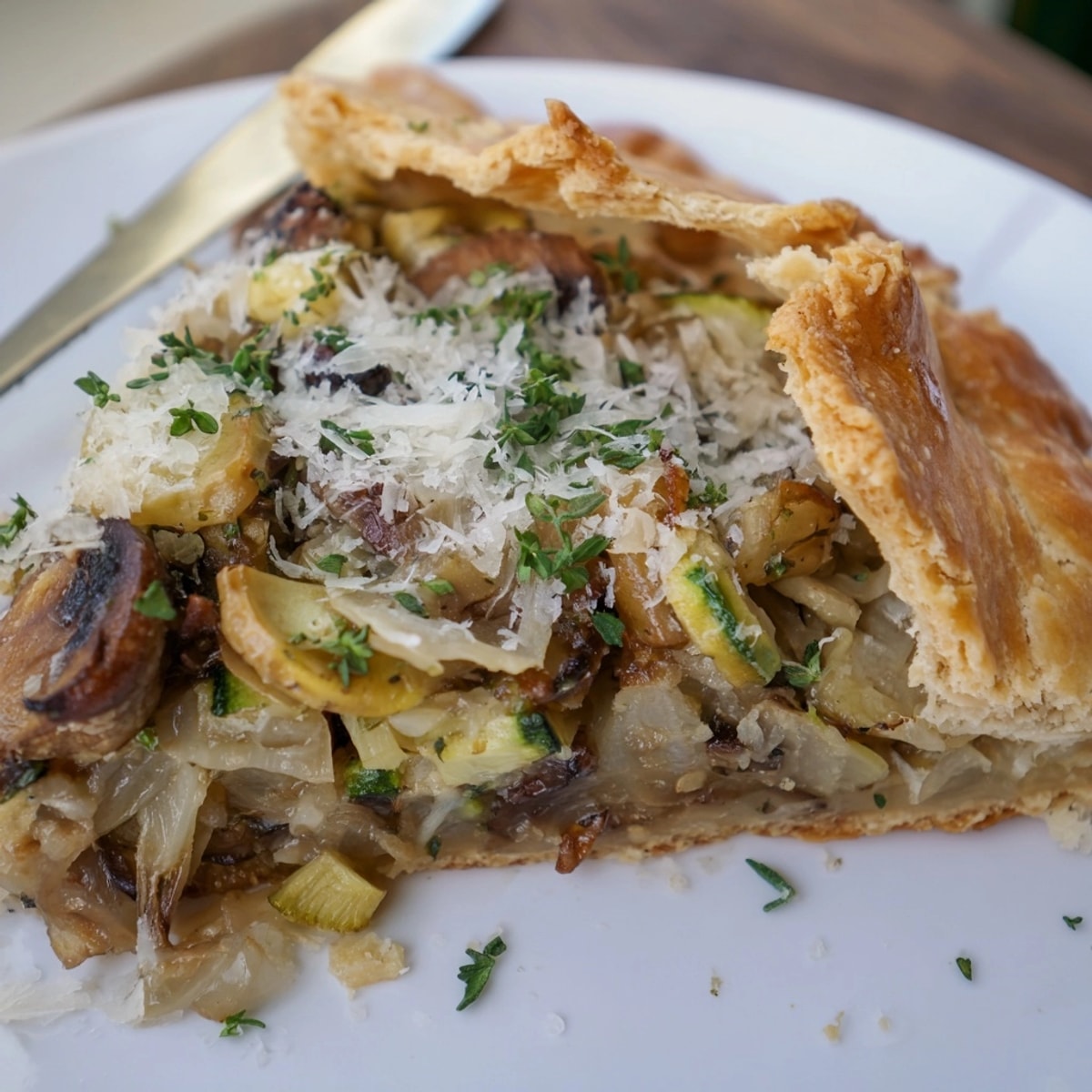 Homemade Garlic Parmesan Dinner Galette with flaky crust; serve warm for dinner.