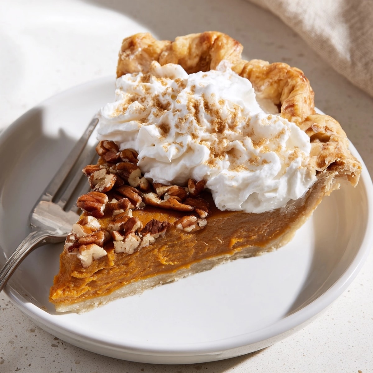 Thanksgiving Sweet Potato Miso Pie: Creamy filling inside golden crust, ready for dessert.