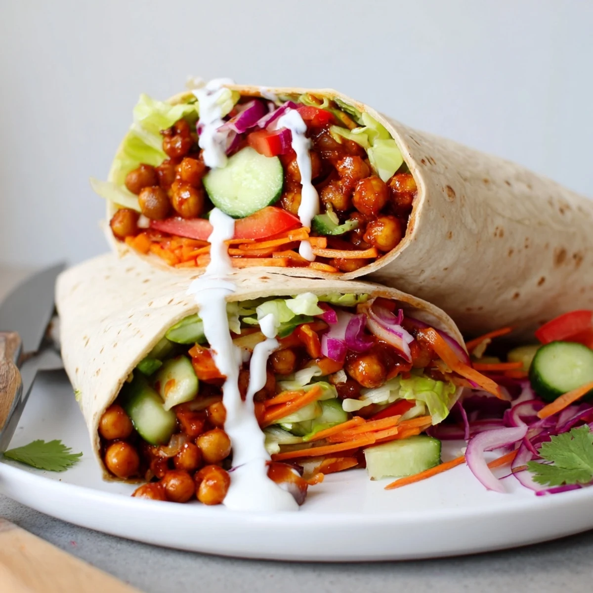 Cajun BBQ Chickpea Wraps