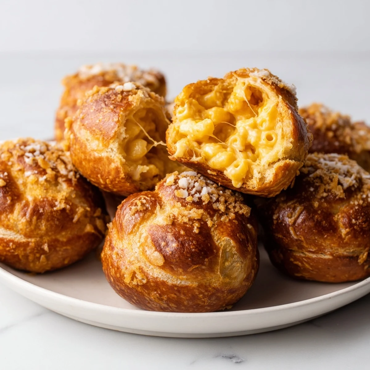 Savory Mac and Cheese Jalapeño Pretzel Bites, warm and spicy, ideal for game day snacks.  