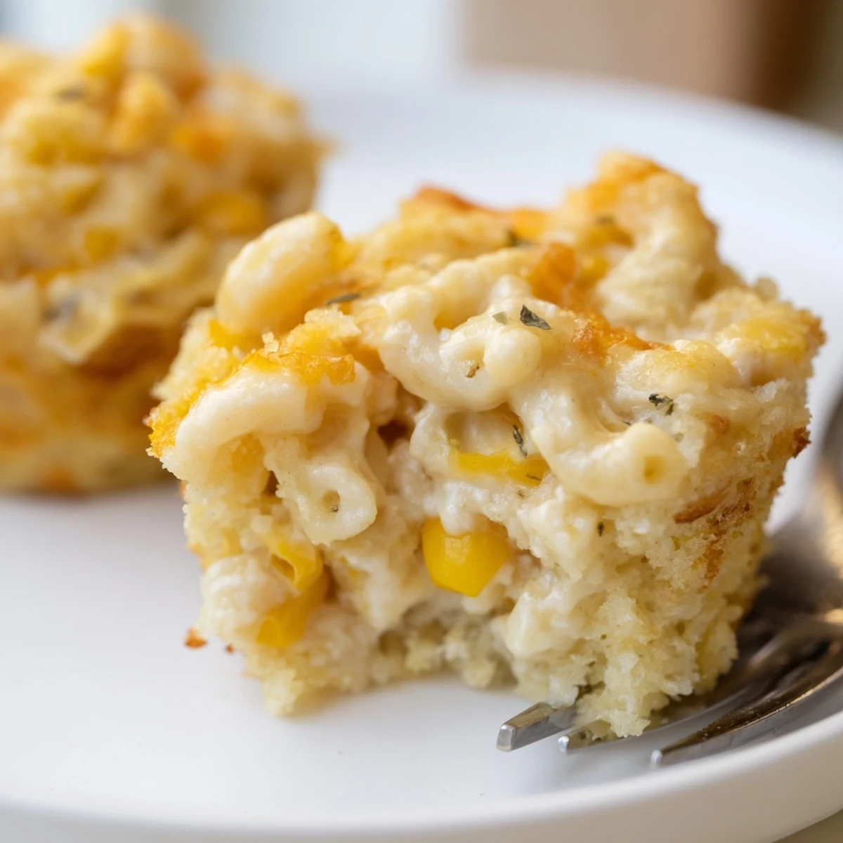 Handheld Mac and Cheese Sweet Corn Muffins topped with melted cheese, perfect for parties.  