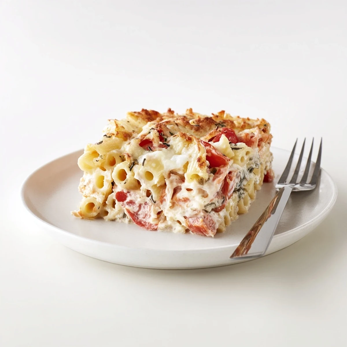 Easily shareable Alfredo Ricotta Tomato Casserole, perfect for family gatherings and weeknight meals.