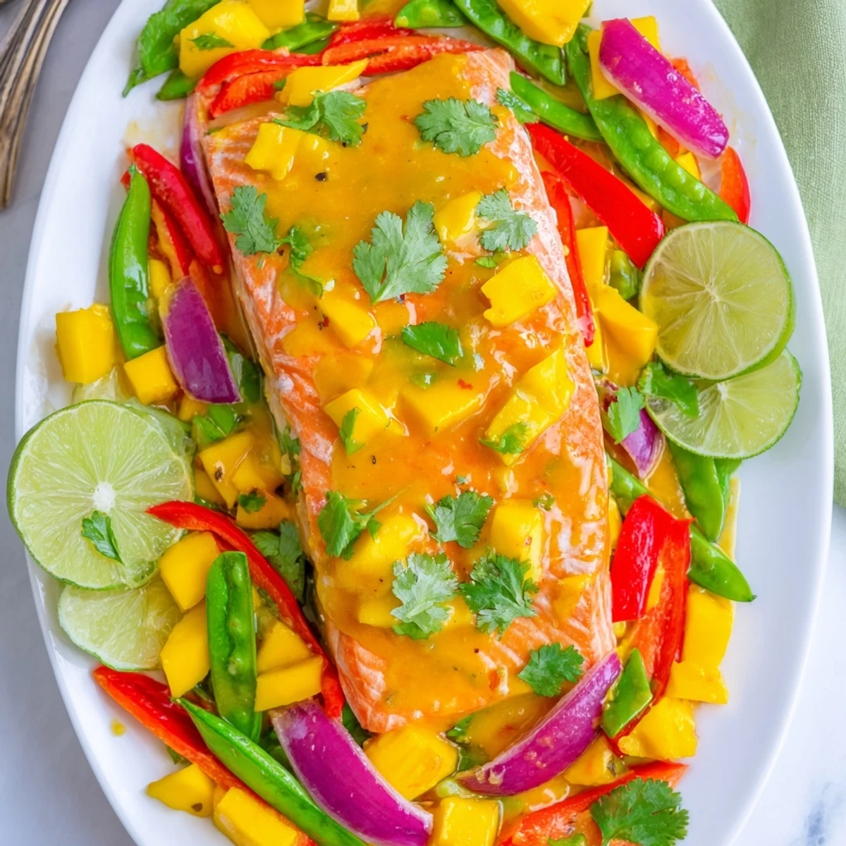 Mango Lime Salmon Sheet Pan