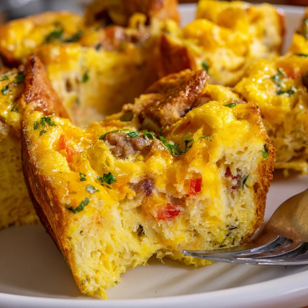 Fluffy Cheesy Breakfast Biscuit Frittata baked until golden, perfect for brunch gatherings.  