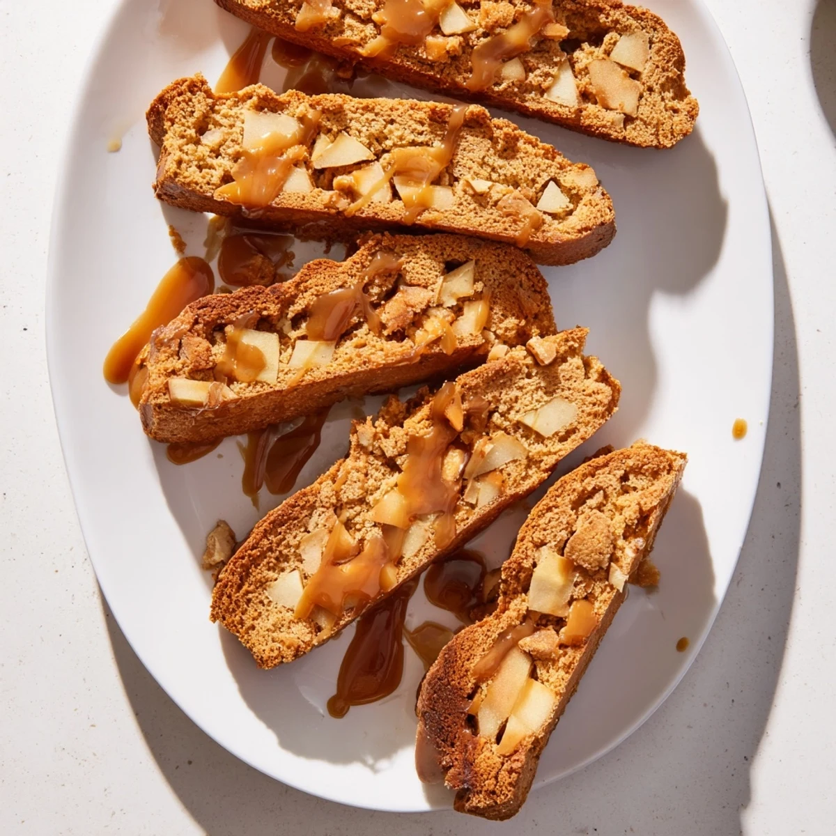 Crispy Caramel Apple Biscotti Dunkers perfect for dunking in coffee or cider.  
