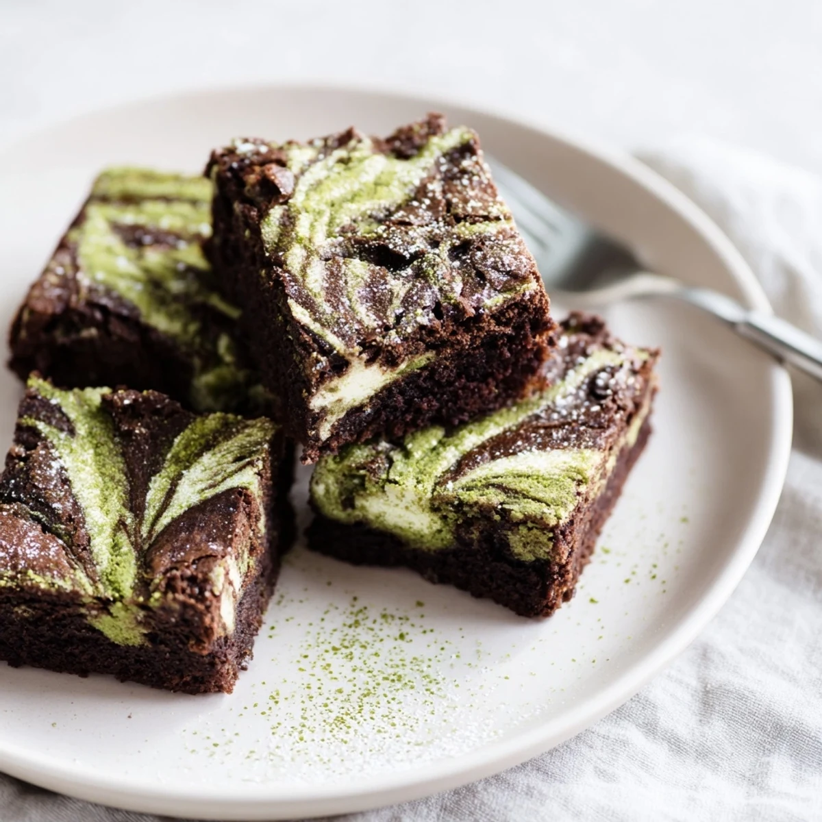 Indulge in vibrant matcha-miso brownies, a delightful fusion dessert experience.  