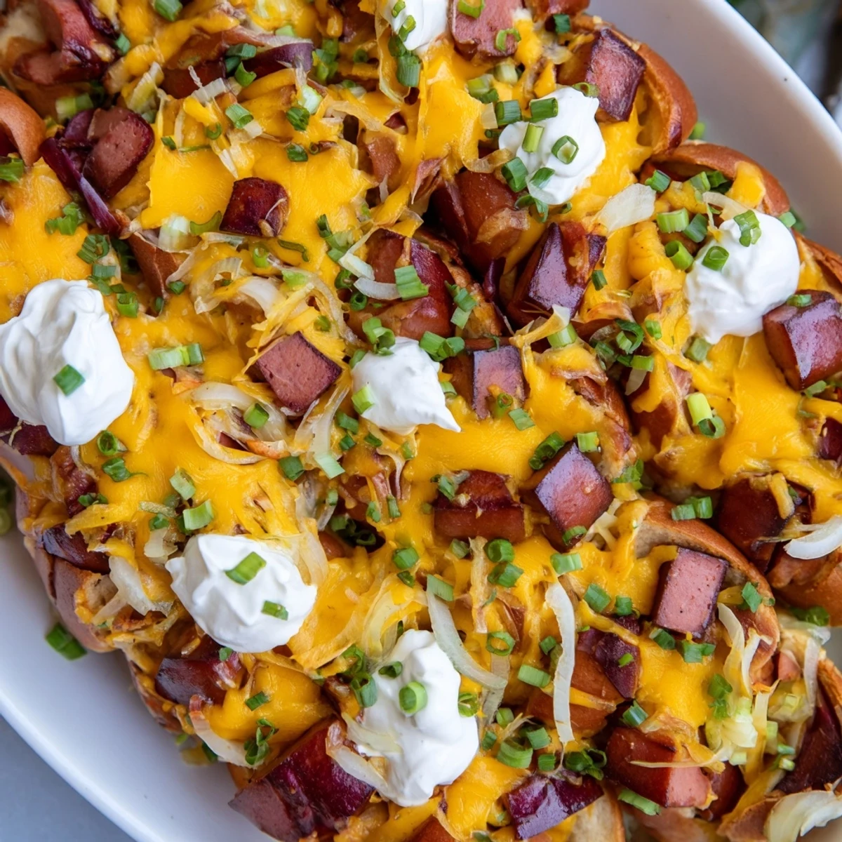 Comfort food at its best: Chili Dog Casserole bursting with flavor and gooey cheese.