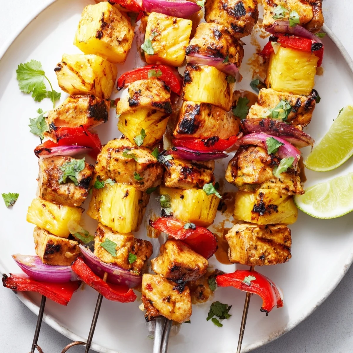 Tender chunks of Sweet & Savory Pineapple Chicken Skewers bursting with tropical taste and sweetness.