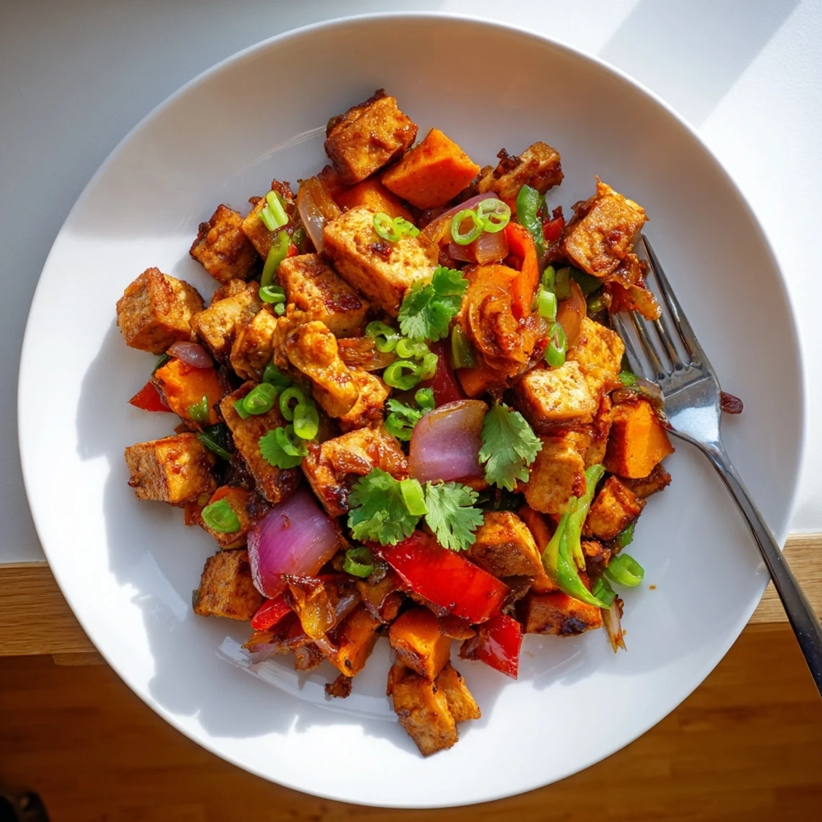 BBQ Tofu Sweet Potato Hash