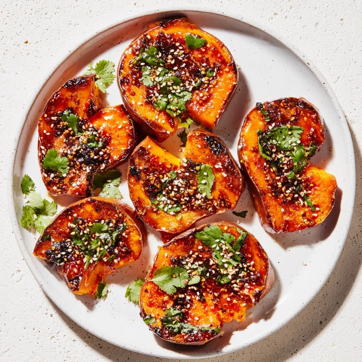 Smashed Sweet Potatoes Gochujang