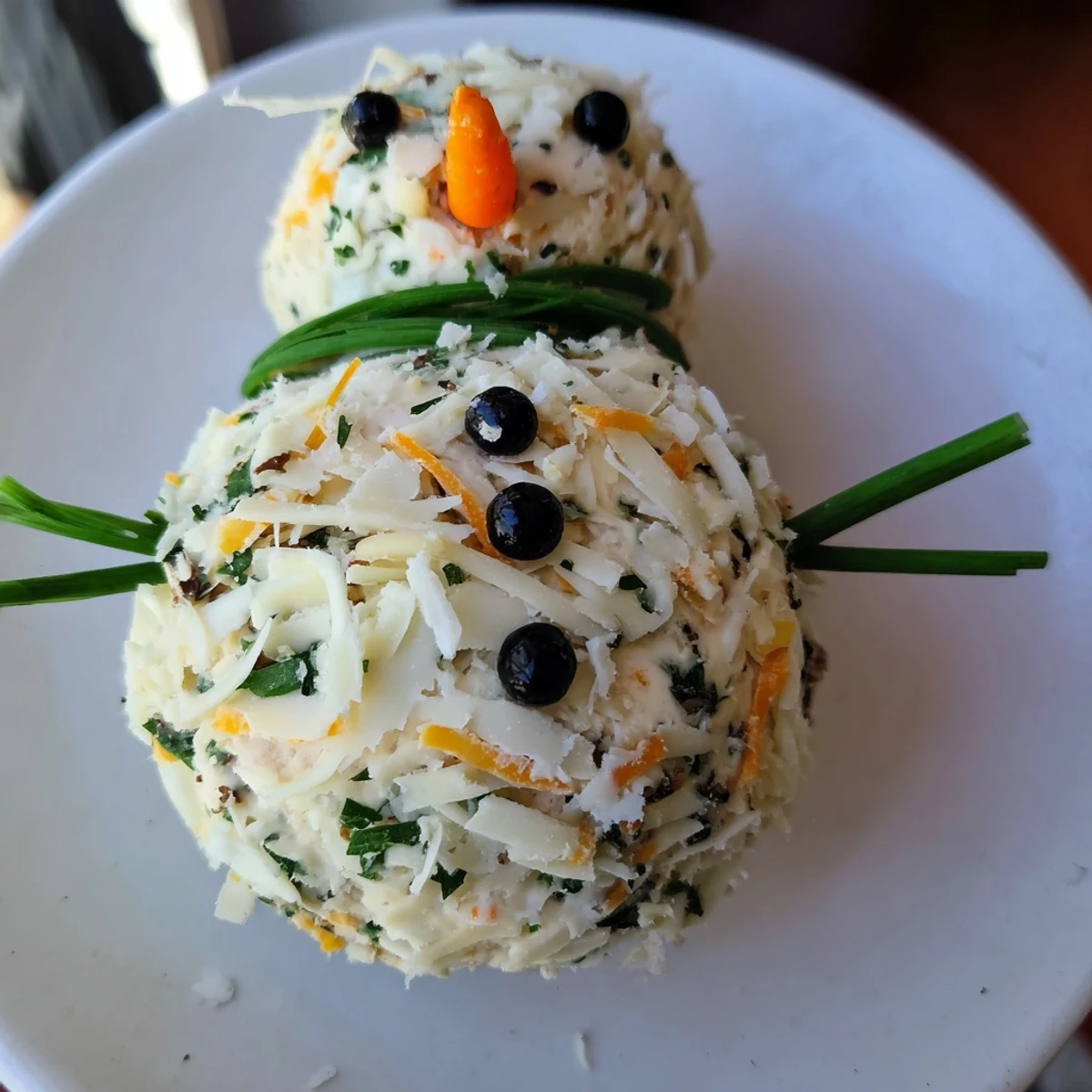 Savory Herb Cheeseball Snowmen