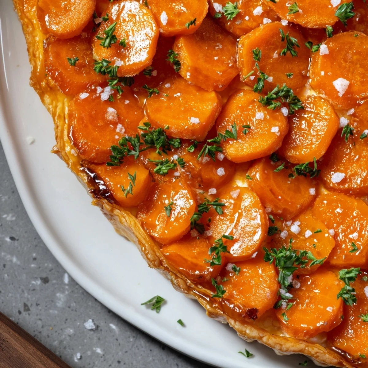 Flaky crust holds the vibrant, roasted carrots in this elegant Maple Miso Carrot Tart.