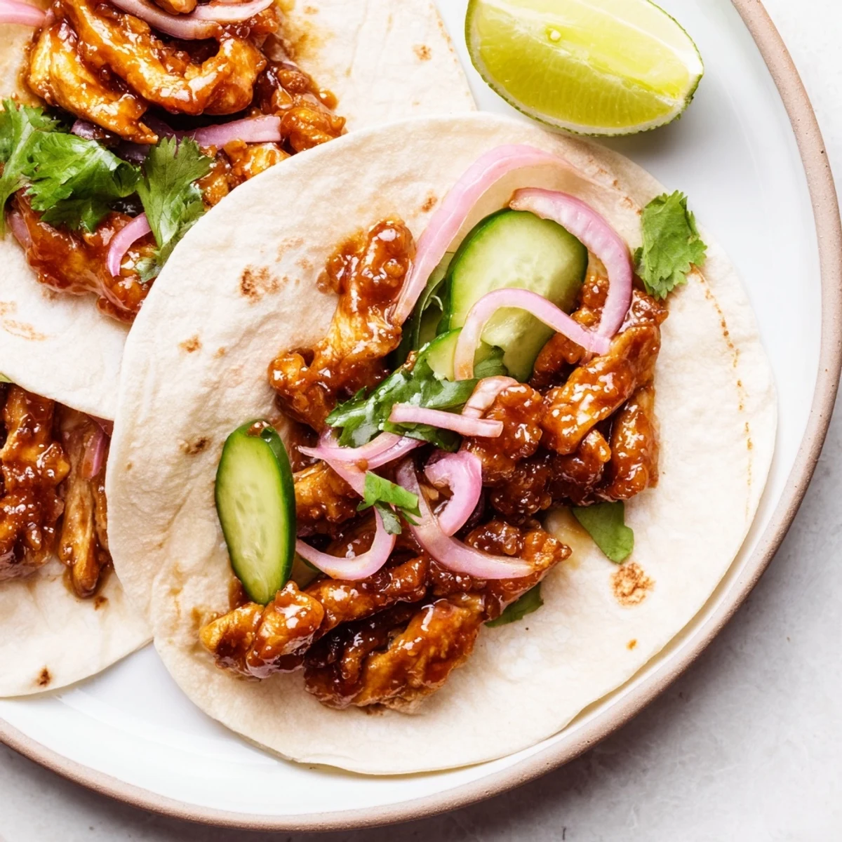 Sticky Chicken Tikka Tacos