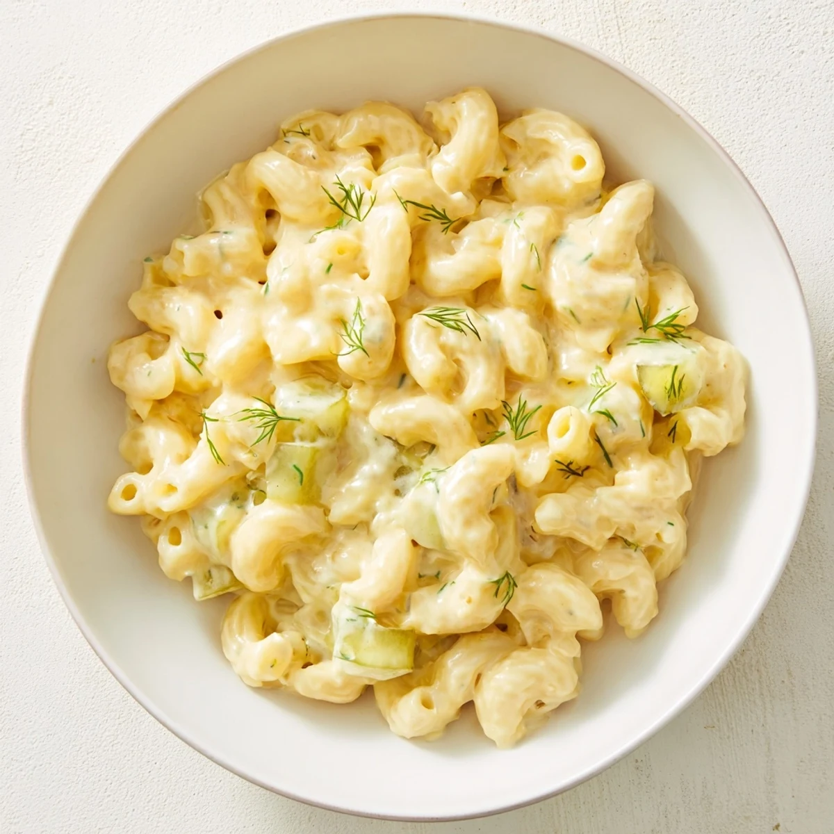 Golden, bubbly Pickle Mac and Cheese baked with a crunchy panko topping, ready to serve and enjoy.