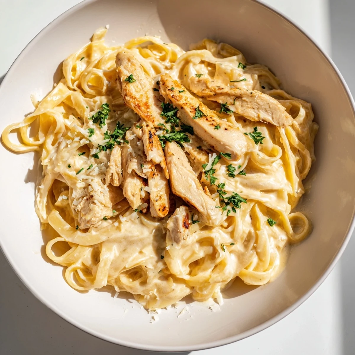 Imagine the rich, spicy aroma of this Cajun Chicken Alfredo Fettuccine Pasta, perfect comfort food, ready to serve!