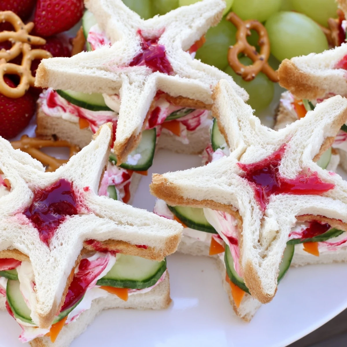 Close-up of a whimsical Beach Day Starfish snack spread, perfect for summer eating and party guests.