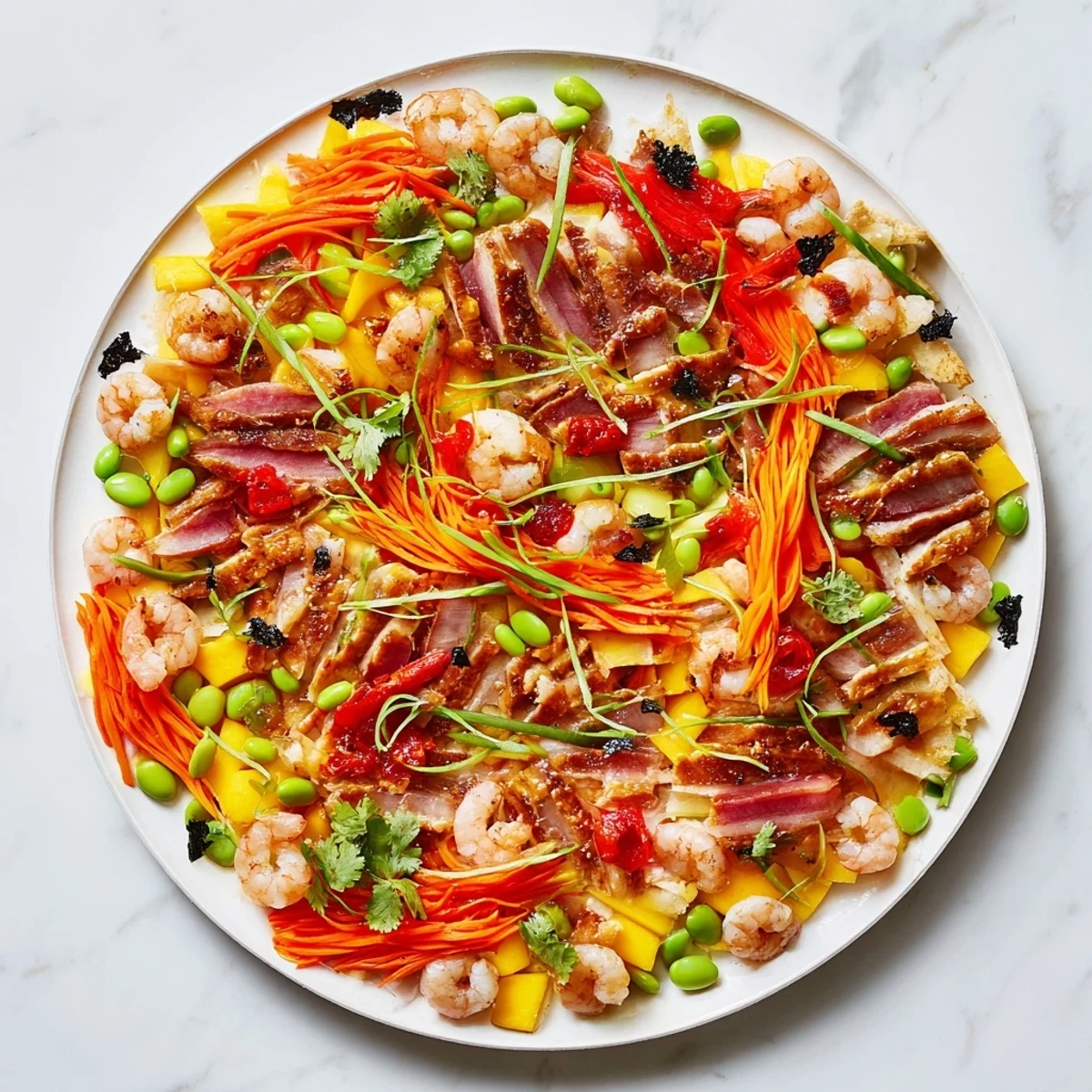 Beautifully arranged Lunar New Year Dragon Platter, showcasing fresh Asian flavors perfect for sharing.