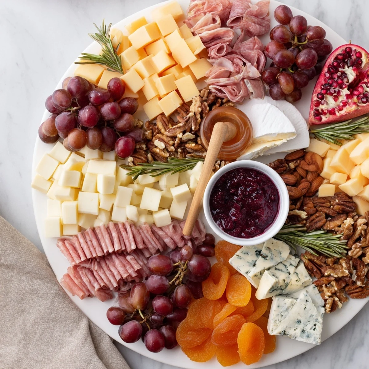 A bountiful spread: Christmas 2025 Festive Grazing Board featuring a colorful array of delicious party appetizers.