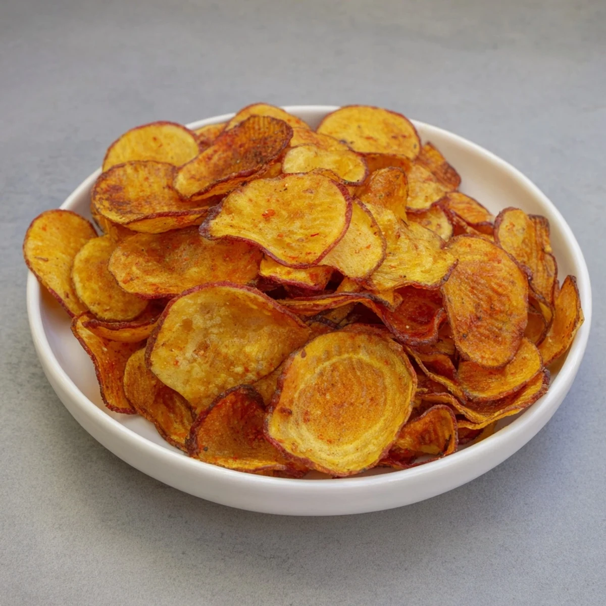 These delicious Homemade Air-Fryer Potato Chips look incredibly crunchy — a fantastic, healthier snack choice.