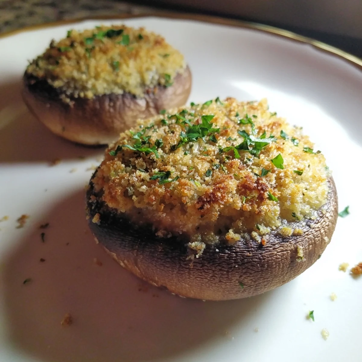 Crispy Ranch-Seasoned Mushrooms: Golden, oven-baked with savory bites of seasoned mushrooms, ready to devour.