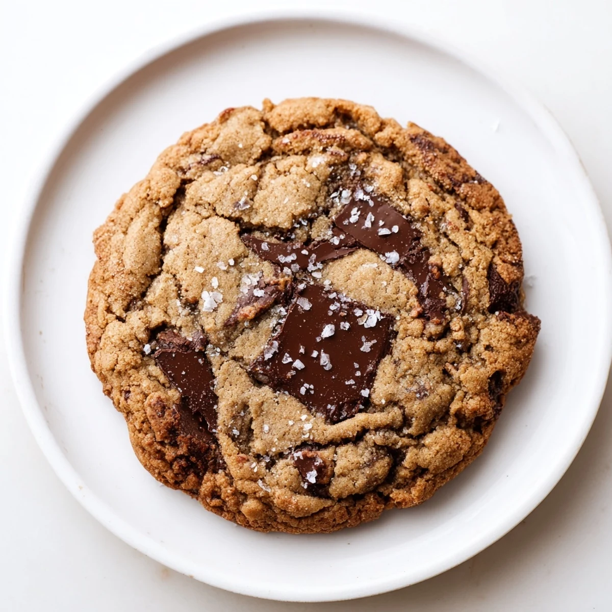 Perfectly baked miso brown butter cookies with a flaky sea salt topping, ready to share.