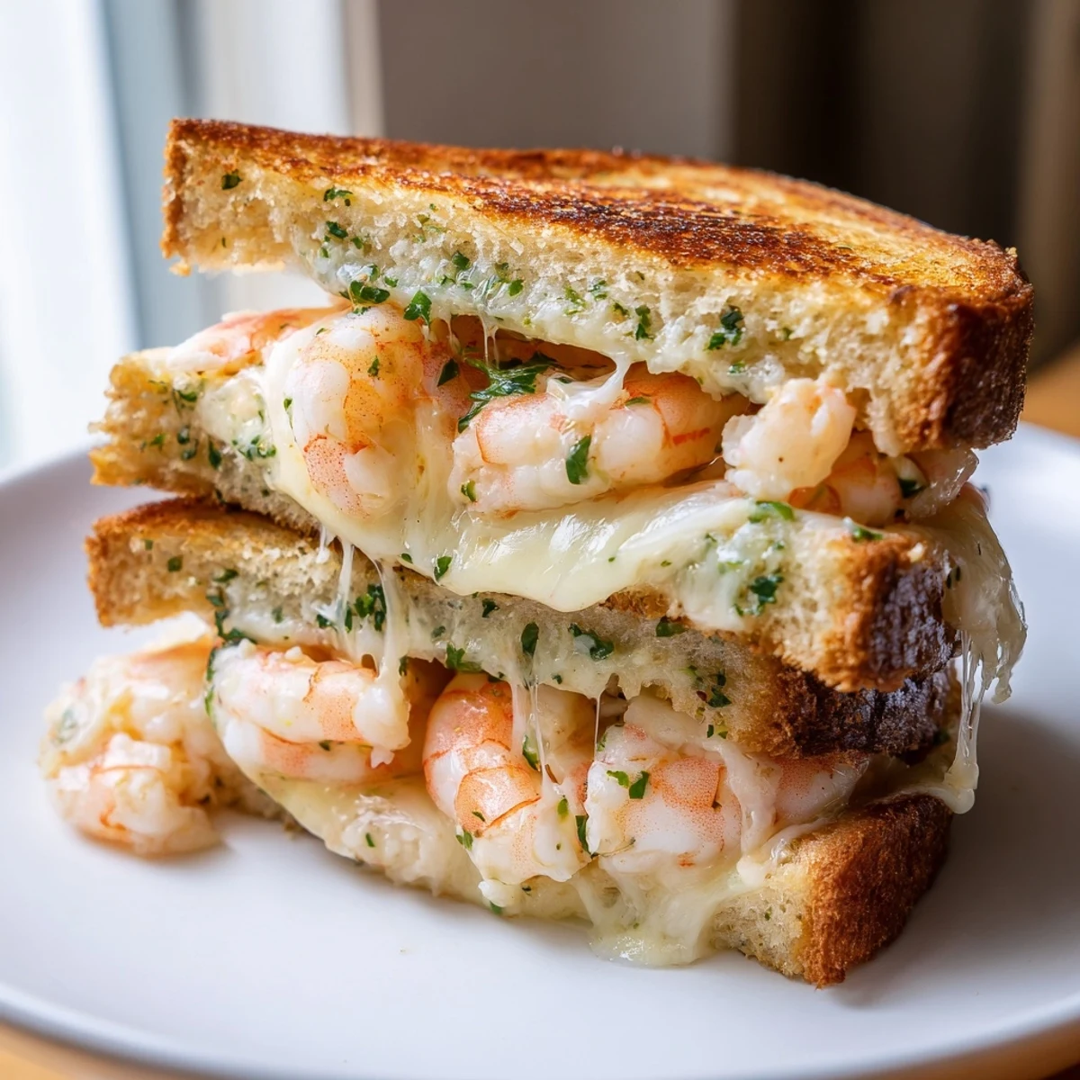 Quick Shrimp Grilled Cheese, with golden crust and gooey cheese, a delightful American comfort food meal.