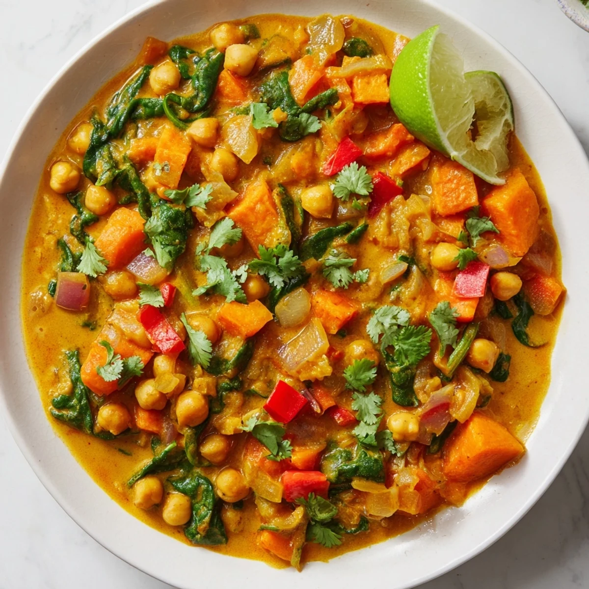 Golden Chickpea Curry, invitingly served with a side of fluffy rice, ready to enjoy.