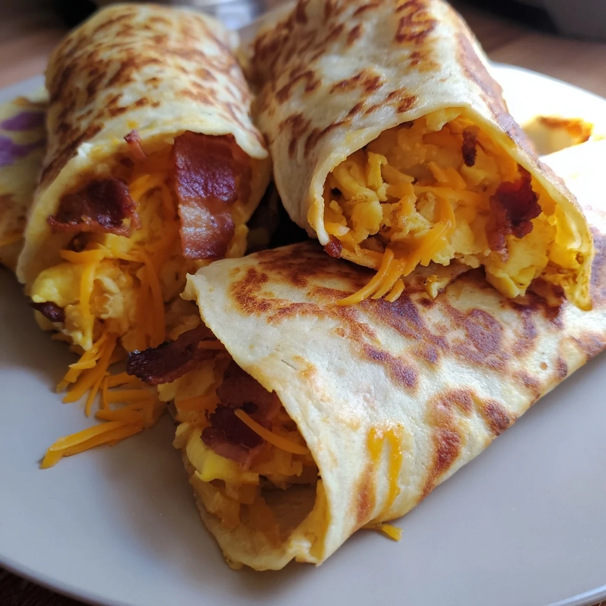 Golden-brown B.E.C. Breakfast Bites, filled with scrambled eggs, bacon, and cheese, ready to eat.