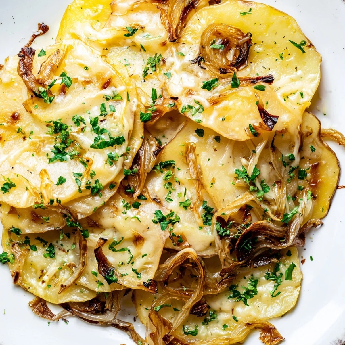 Golden, bubbling French Onion Soup Potatoes topped with melted Gruyère, a comforting vegetarian side dish.