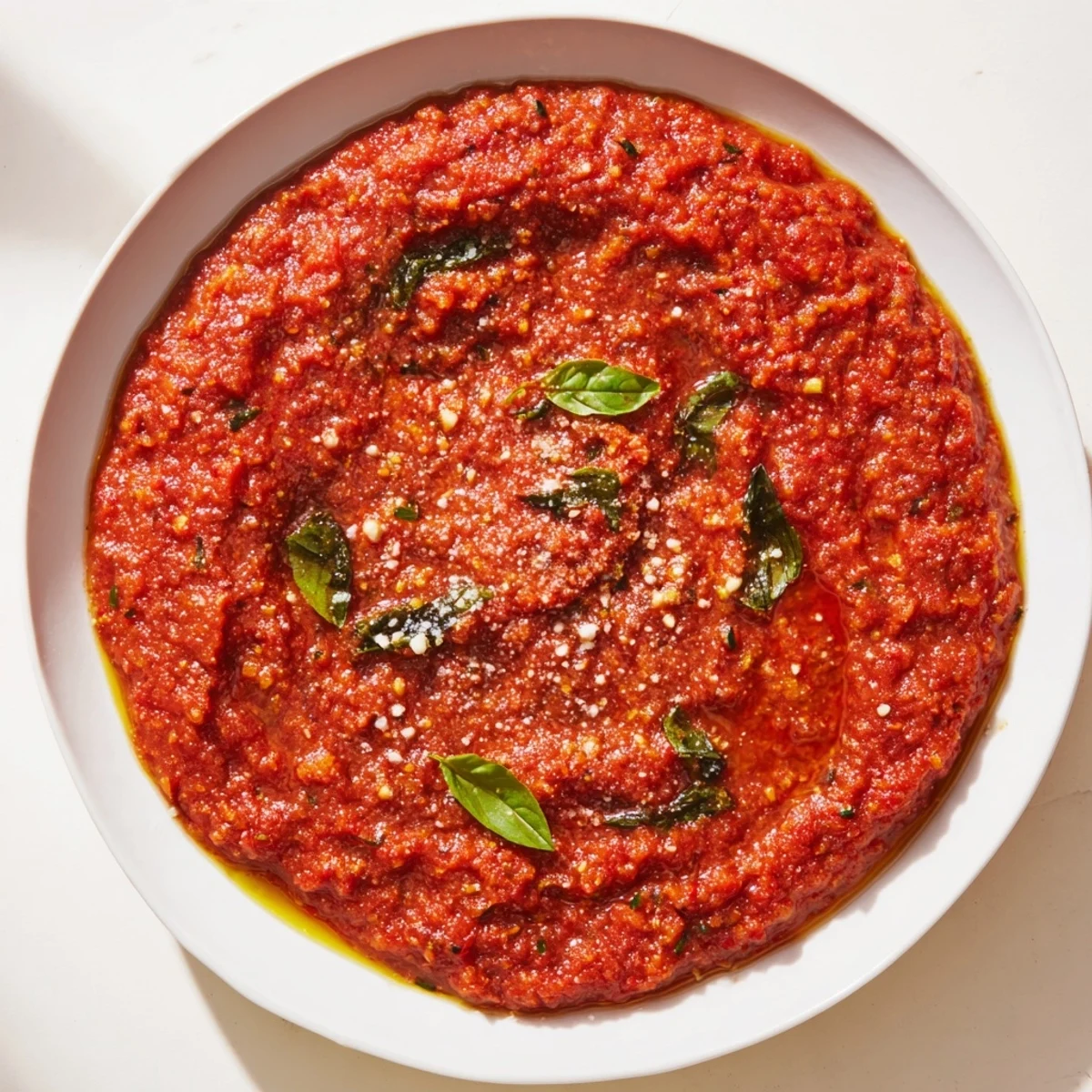 Smooth Hidden Veggie Tomato Pasta Sauce swirling in a pan, vibrant red, ready to serve with pasta.