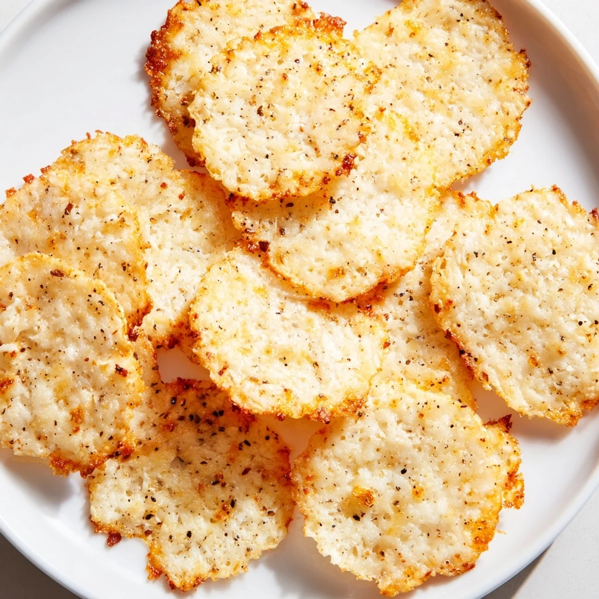 Freshly baked cottage cheese chips, golden and crispy, ready to be enjoyed as a protein-packed treat.