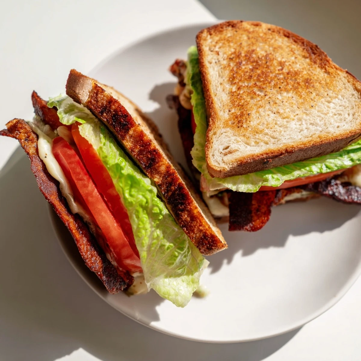 Golden, gooey Vegan Bacon BLT Grilled Cheese, perfect for a cozy, comforting meal served fresh.