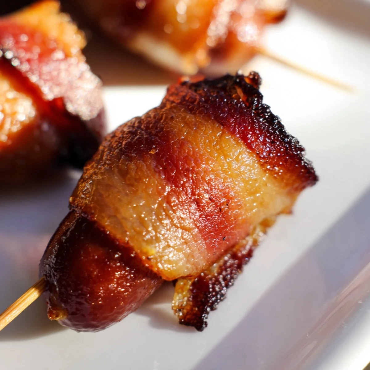 These Bacon-Wrapped Smokies are baked to perfection, perfect for a party appetizer or game day snack.  