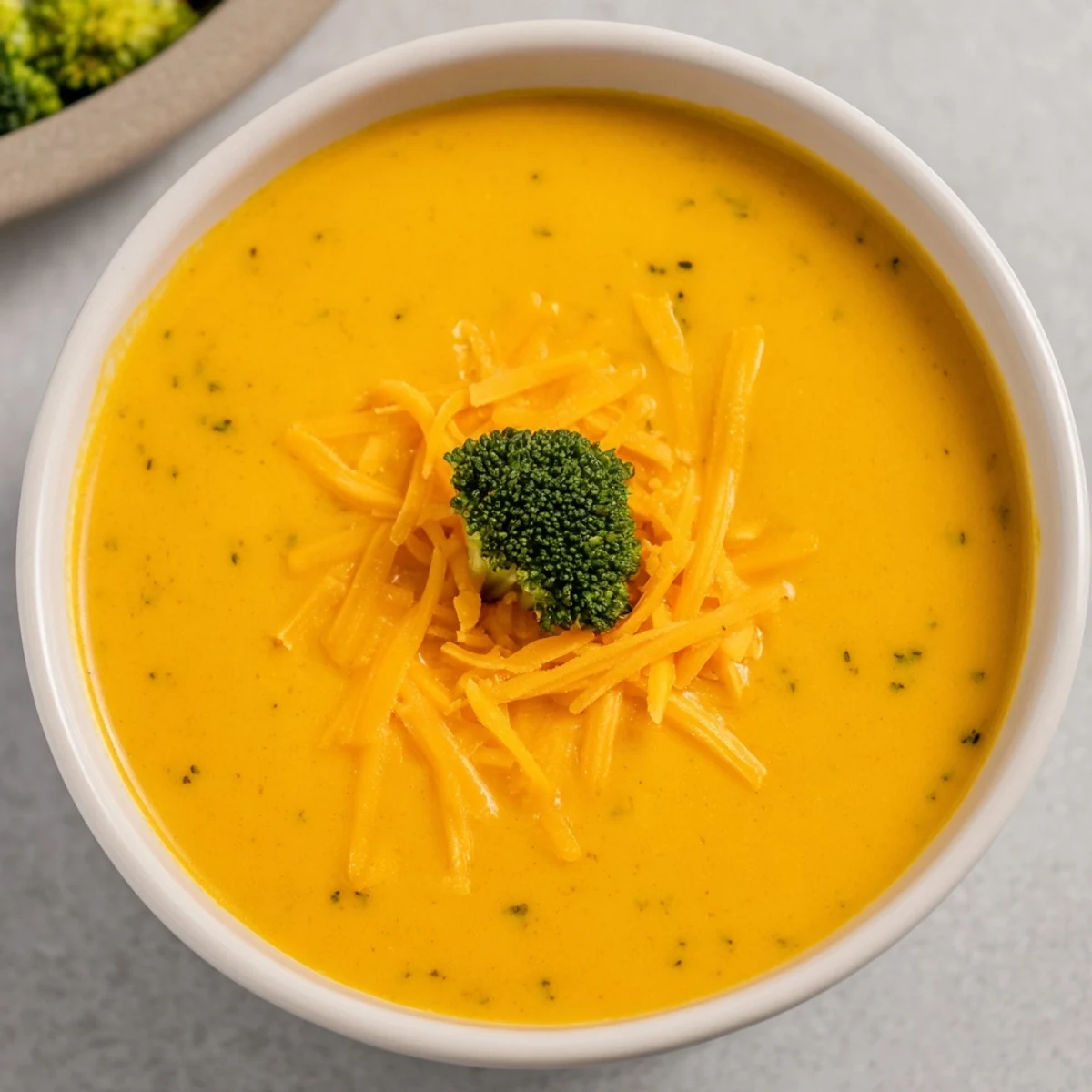 A comforting bowl of homemade Butternut Squash Broccoli Cheddar Soup, perfect with a slice of crusty bread for dipping.