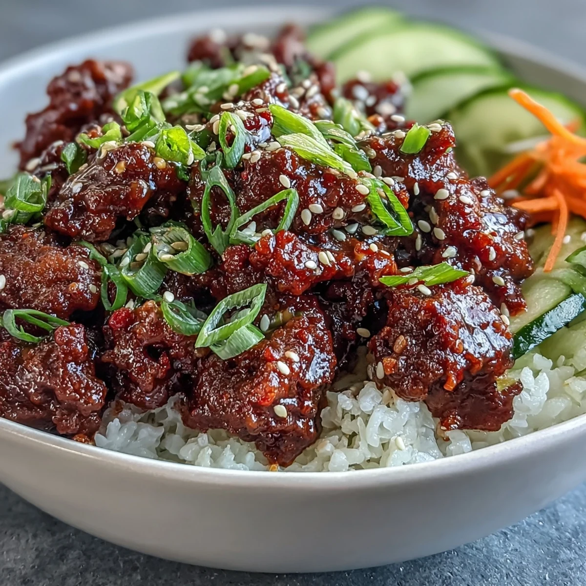 A delicious photo of Easy Korean Beef Bowl, perfect for a quick weeknight meal.