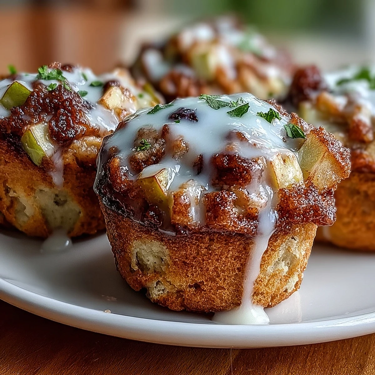 Homemade Apple Fritter Muffins served warm with a glass of cold milk.
