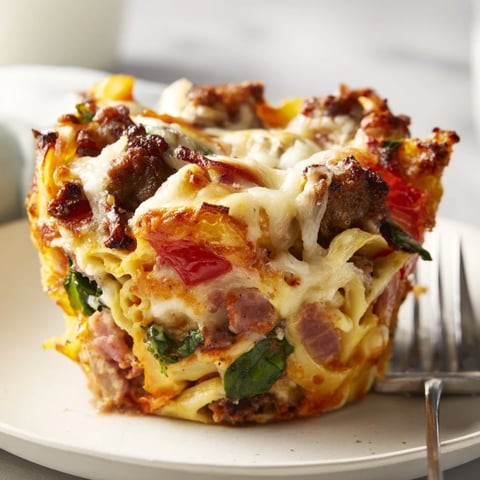 Delicious Spicy Lasagne Soup Egg Muffins baked to golden perfection, perfect for breakfast.  