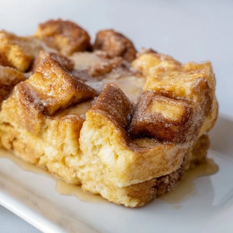 Golden-brown French Toast Bake, a comforting breakfast casserole perfect served warm with berries.