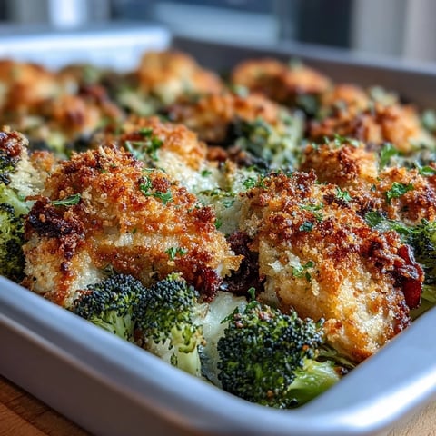 Golden Parmesan–panko crusted chicken breasts and crisp broccoli roasted together on one tray. 