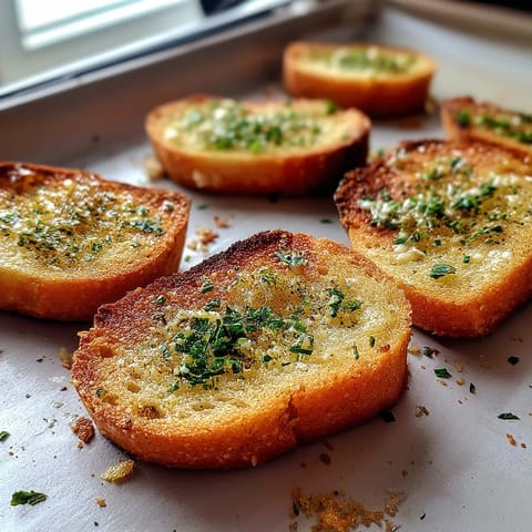 Crispy air fryer frozen garlic bread.