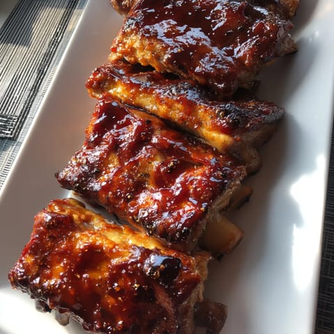A plate of Kansas City BBQ ribs.