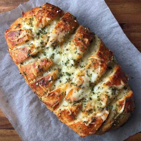 A loaf of Italian herb and cheese bread.