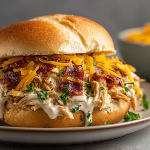 A sandwich with bacon and cheese.